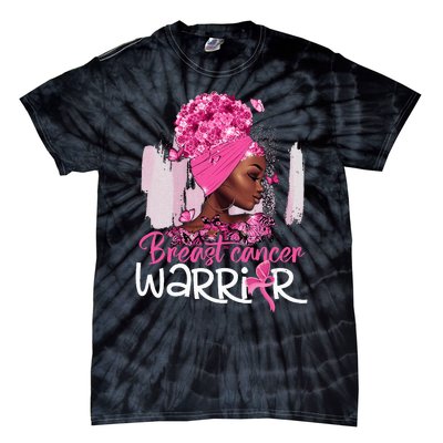 Fighting Breast Cancer Warrior Messy Bun Wear Pink Tie-Dye T-Shirt