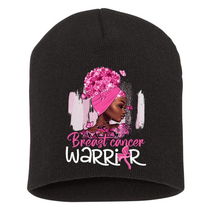 Fighting Breast Cancer Warrior Messy Bun Wear Pink Short Acrylic Beanie