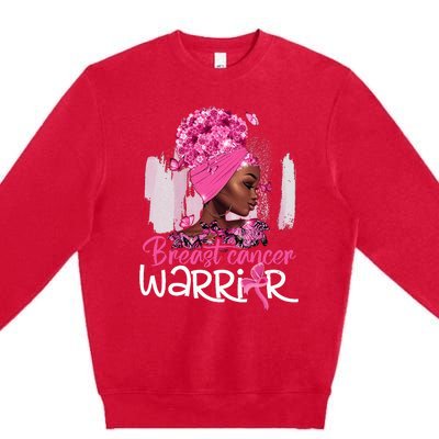 Fighting Breast Cancer Warrior Messy Bun Wear Pink Premium Crewneck Sweatshirt