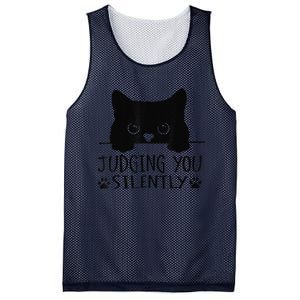 Funny Black Cat Judging You Silently Sarcastic Cat Mom Mesh Reversible Basketball Jersey Tank