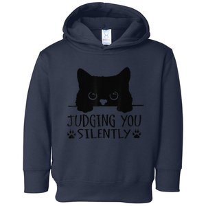 Funny Black Cat Judging You Silently Sarcastic Cat Mom Toddler Hoodie