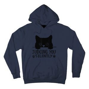 Funny Black Cat Judging You Silently Sarcastic Cat Mom Tall Hoodie