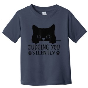 Funny Black Cat Judging You Silently Sarcastic Cat Mom Toddler T-Shirt