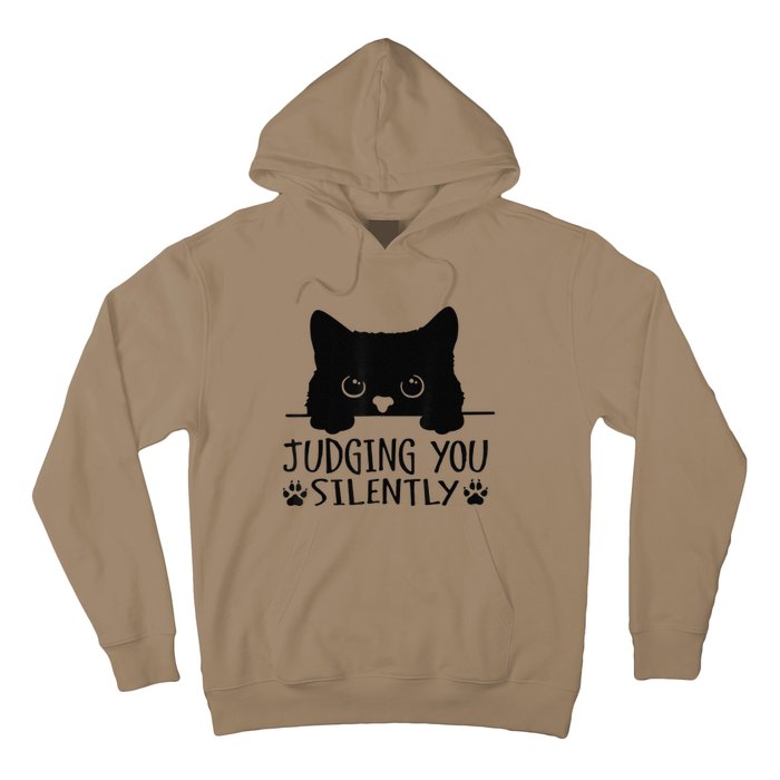 Funny Black Cat Judging You Silently Sarcastic Cat Mom Hoodie