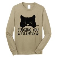 Funny Black Cat Judging You Silently Sarcastic Cat Mom Long Sleeve Shirt