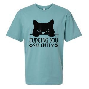 Funny Black Cat Judging You Silently Sarcastic Cat Mom Sueded Cloud Jersey T-Shirt