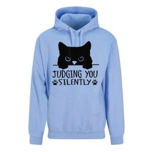 Funny Black Cat Judging You Silently Sarcastic Cat Mom Unisex Surf Hoodie