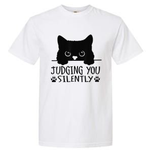 Funny Black Cat Judging You Silently Sarcastic Cat Mom Garment-Dyed Heavyweight T-Shirt