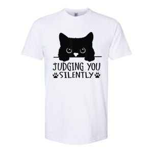 Funny Black Cat Judging You Silently Sarcastic Cat Mom Softstyle CVC T-Shirt