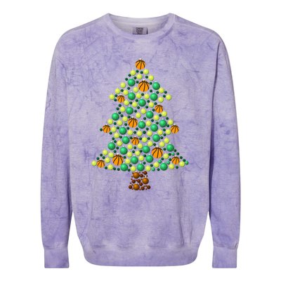 Fun Basketball Christmas Basketball Tree Meaningful Gift Colorblast Crewneck Sweatshirt