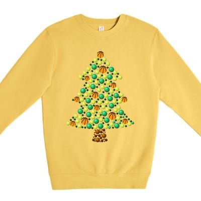 Fun Basketball Christmas Basketball Tree Meaningful Gift Premium Crewneck Sweatshirt