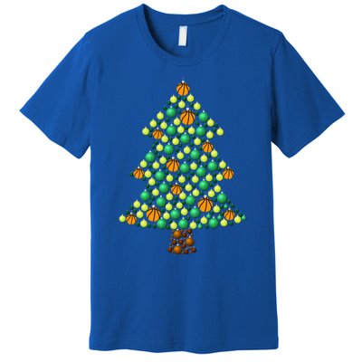 Fun Basketball Christmas Basketball Tree Meaningful Gift Premium T-Shirt