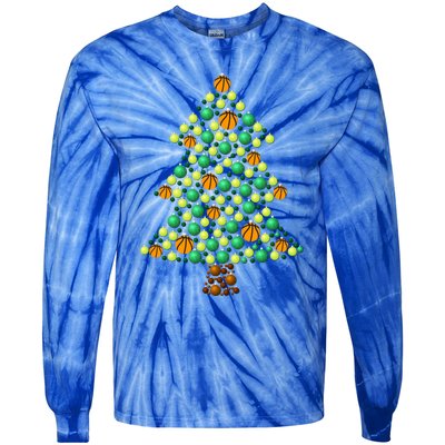 Fun Basketball Christmas Basketball Tree Meaningful Gift Tie-Dye Long Sleeve Shirt