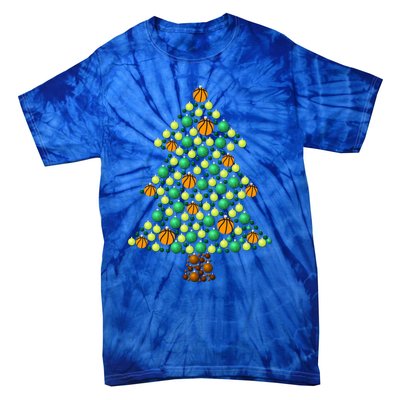 Fun Basketball Christmas Basketball Tree Meaningful Gift Tie-Dye T-Shirt