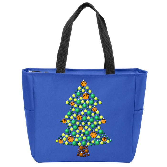 Fun Basketball Christmas Basketball Tree Meaningful Gift Zip Tote Bag