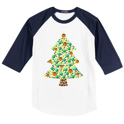 Fun Basketball Christmas Basketball Tree Meaningful Gift Baseball Sleeve Shirt