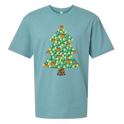 Fun Basketball Christmas Basketball Tree Meaningful Gift Sueded Cloud Jersey T-Shirt