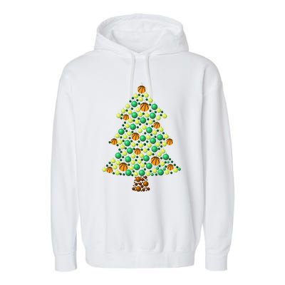 Fun Basketball Christmas Basketball Tree Meaningful Gift Garment-Dyed Fleece Hoodie