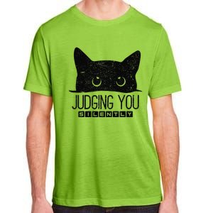 Funny Black Cat Judging You Silently Sarcastic Cat Mom Gift Adult ChromaSoft Performance T-Shirt