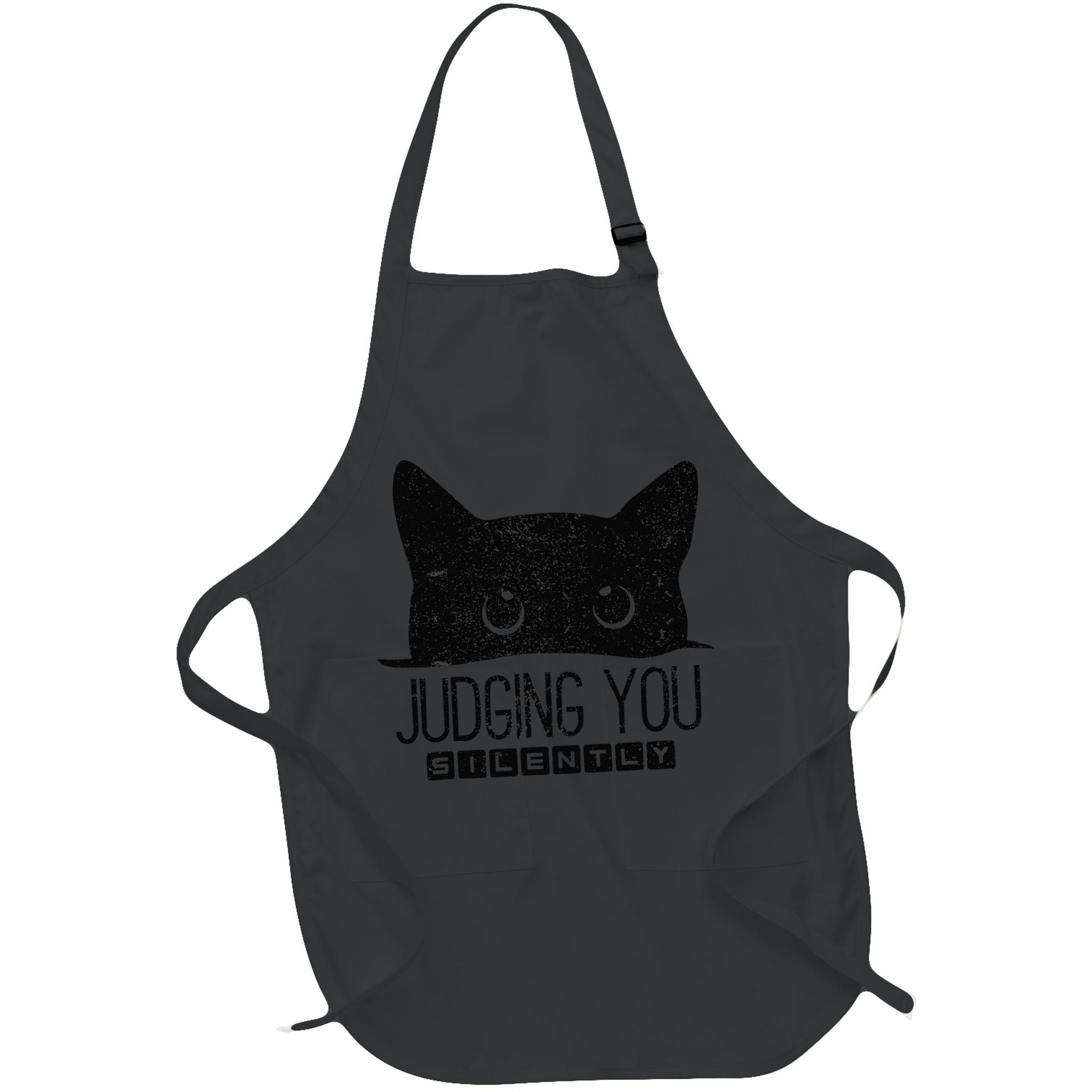 Funny Black Cat Judging You Silently Sarcastic Cat Mom Gift Apron