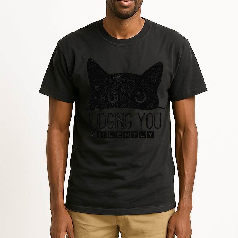 Funny Black Cat Judging You Silently Sarcastic Cat Mom Gift Tall T-Shirt