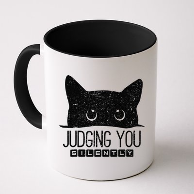 Funny Black Cat Judging You Silently Sarcastic Cat Mom Gift Mug