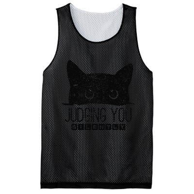 Funny Black Cat Judging You Silently Sarcastic Cat Mom Gift Mesh Reversible Basketball Jersey Tank