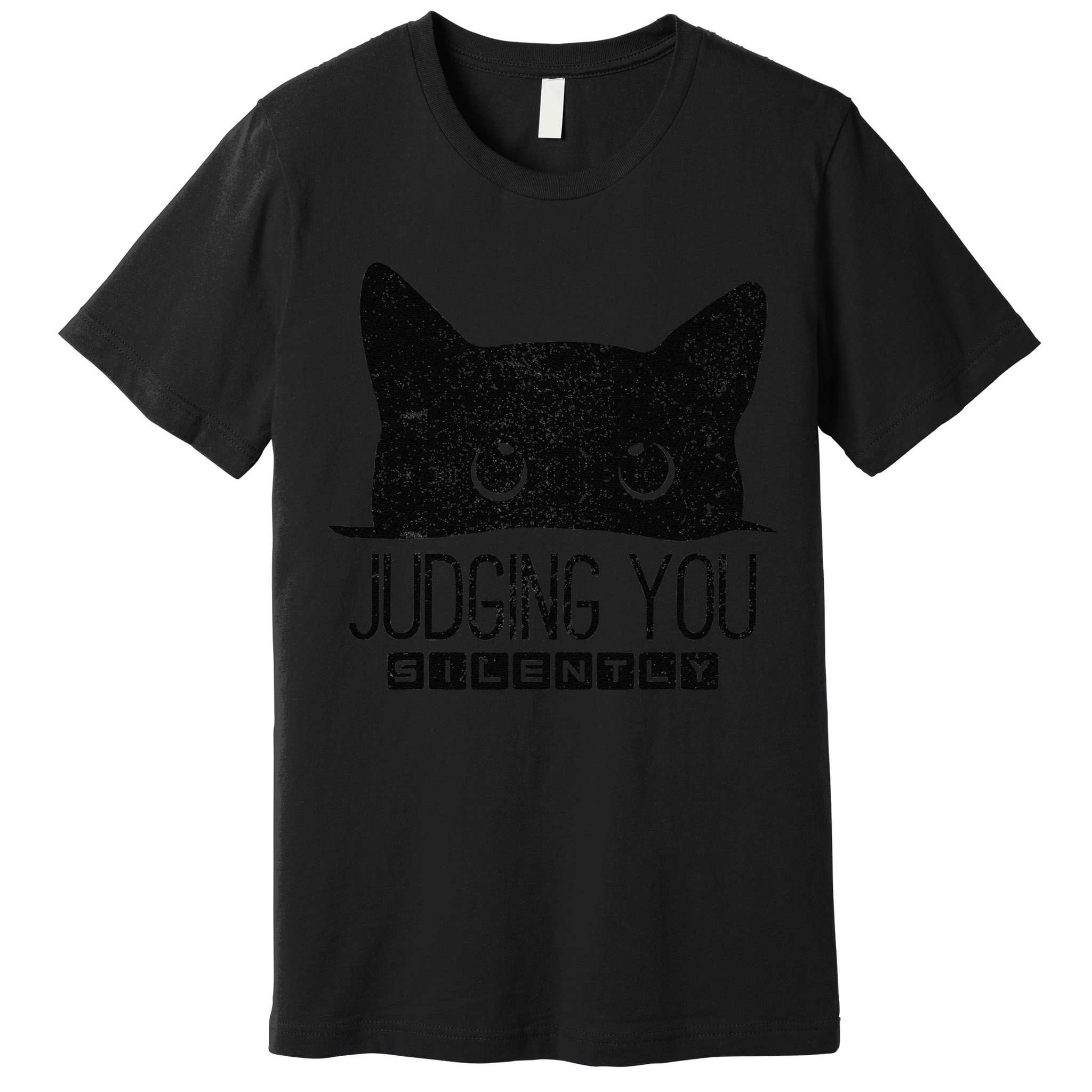 Funny Black Cat Judging You Silently Sarcastic Cat Mom Gift Premium T-Shirt