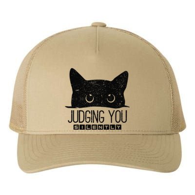 Funny Black Cat Judging You Silently Sarcastic Cat Mom Gift Yupoong Adult 5-Panel Trucker Hat