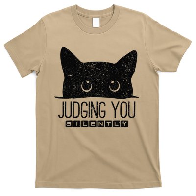 Funny Black Cat Judging You Silently Sarcastic Cat Mom Gift T-Shirt