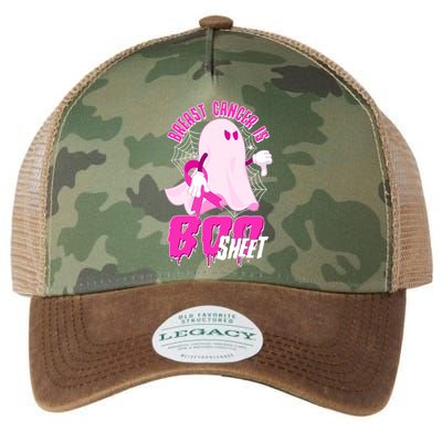 Funny Breast Cancer Is Boo Sheet Halloween Ghost Legacy Tie Dye Trucker Hat