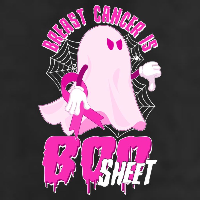 Funny Breast Cancer Is Boo Sheet Halloween Ghost 7 Panel Mesh Trucker Snapback Hat