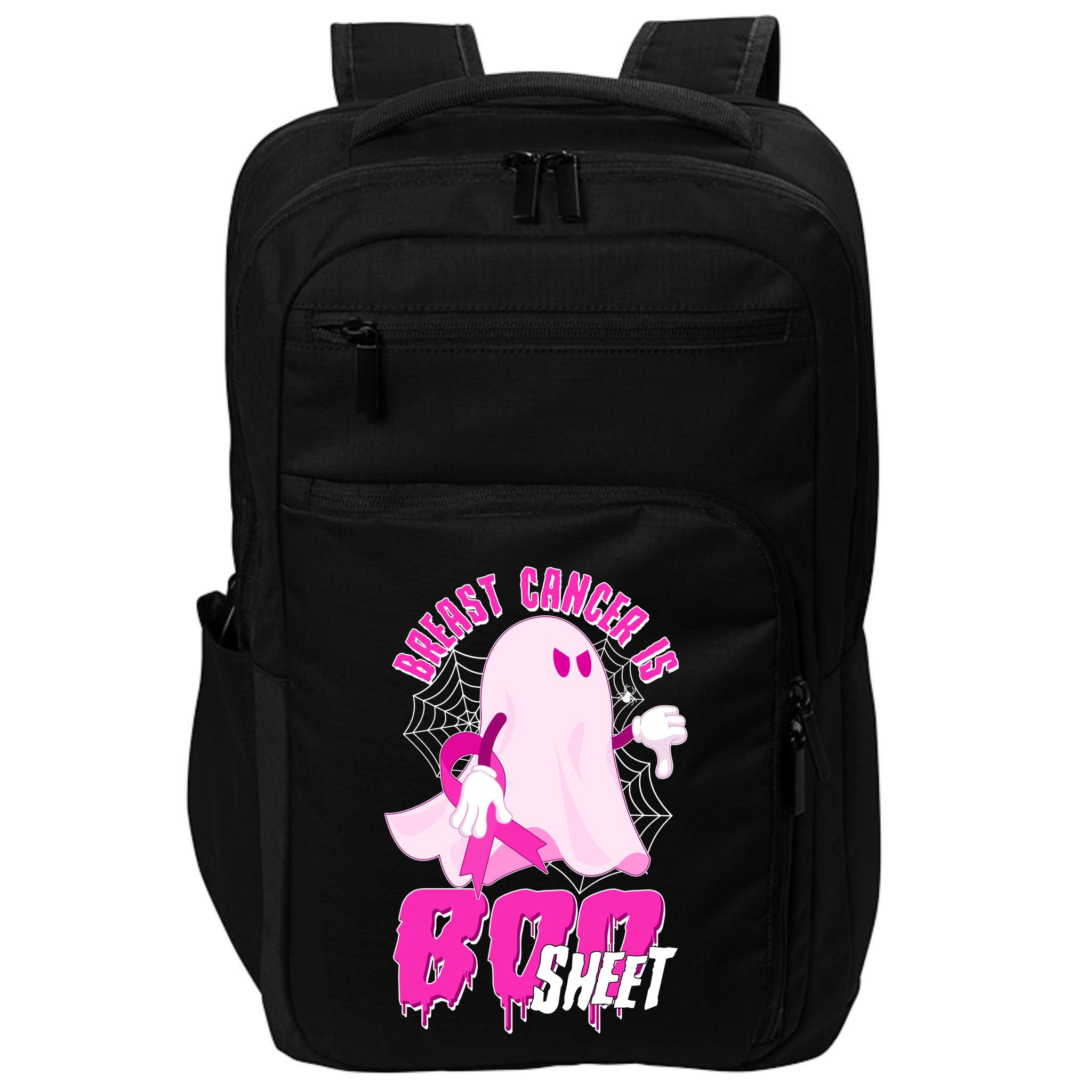 Funny Breast Cancer Is Boo Sheet Halloween Ghost Impact Tech Backpack