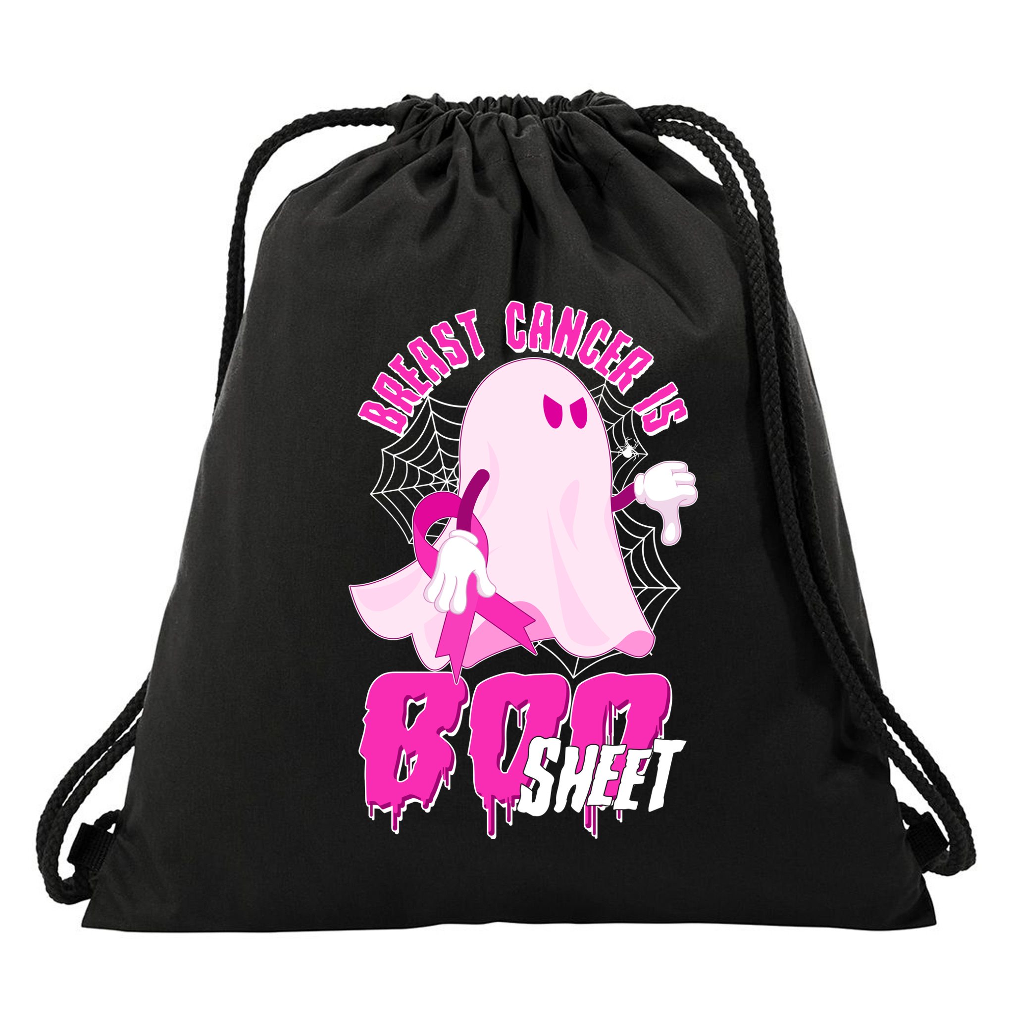 Funny Breast Cancer Is Boo Sheet Halloween Ghost Drawstring Bag