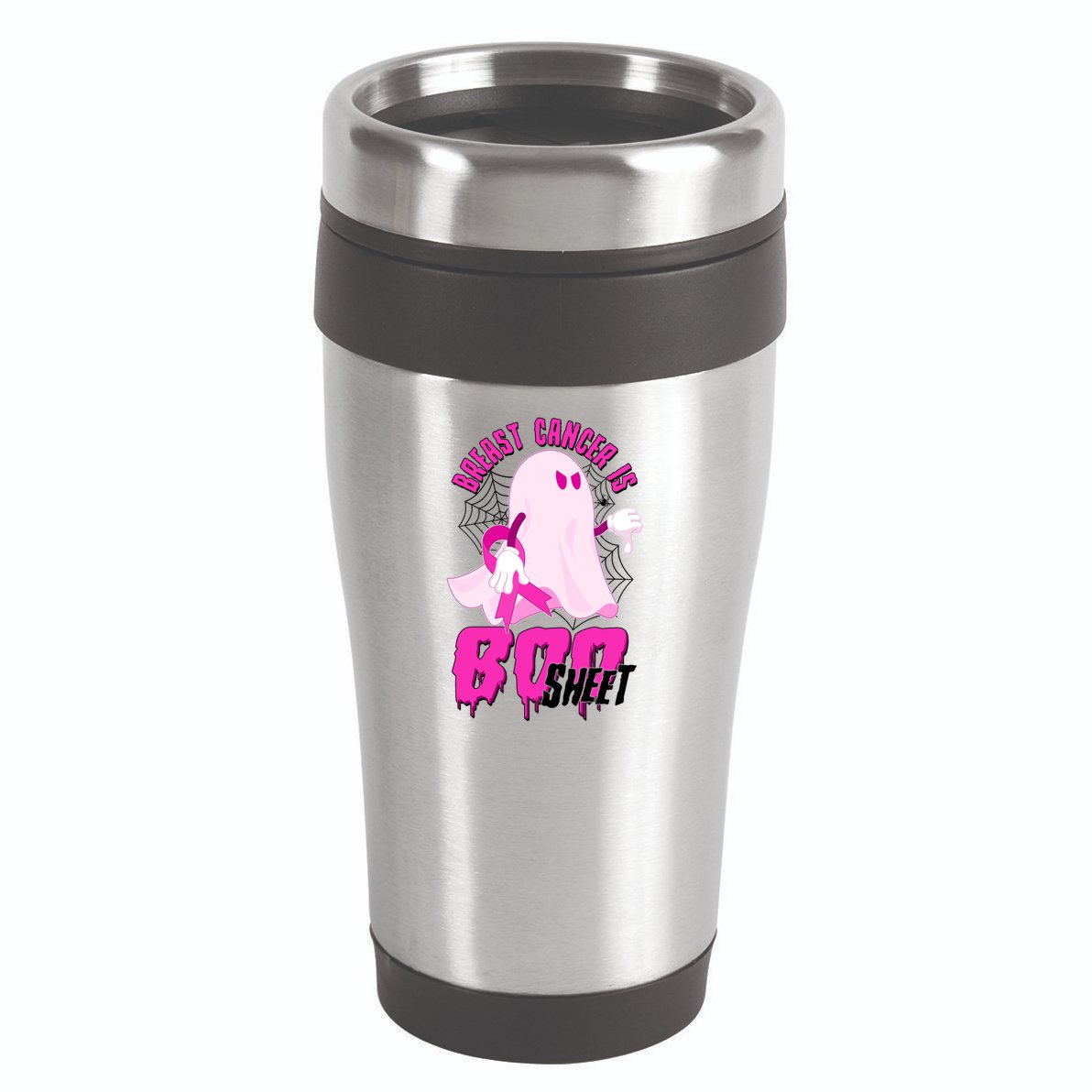 Funny Breast Cancer Is Boo Sheet Halloween Ghost 16oz Travel Tumbler