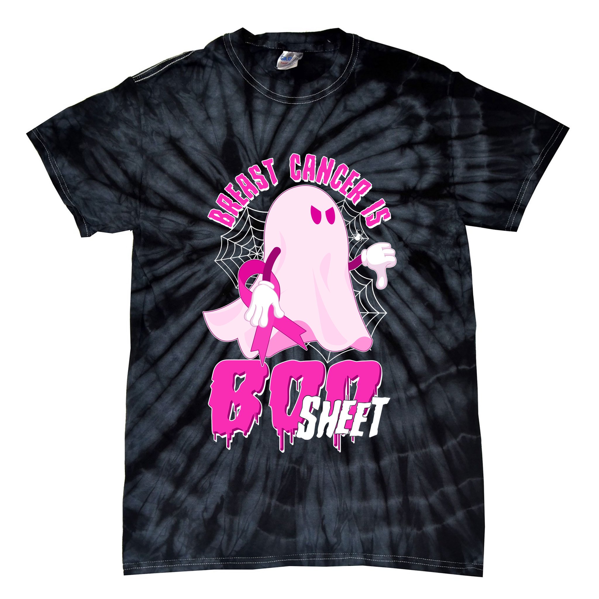 Funny Breast Cancer Is Boo Sheet Halloween Ghost Tie-Dye T-Shirt