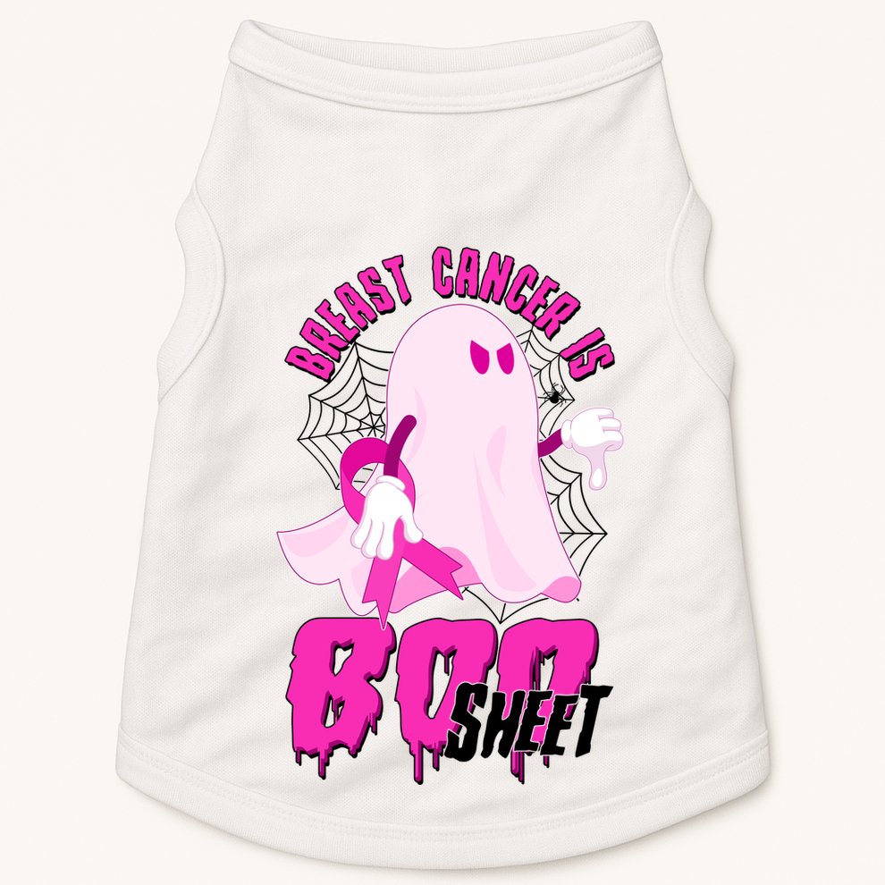 Funny Breast Cancer Is Boo Sheet Halloween Ghost Doggie Tank