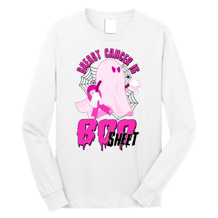 Funny Breast Cancer Is Boo Sheet Halloween Ghost Long Sleeve Shirt