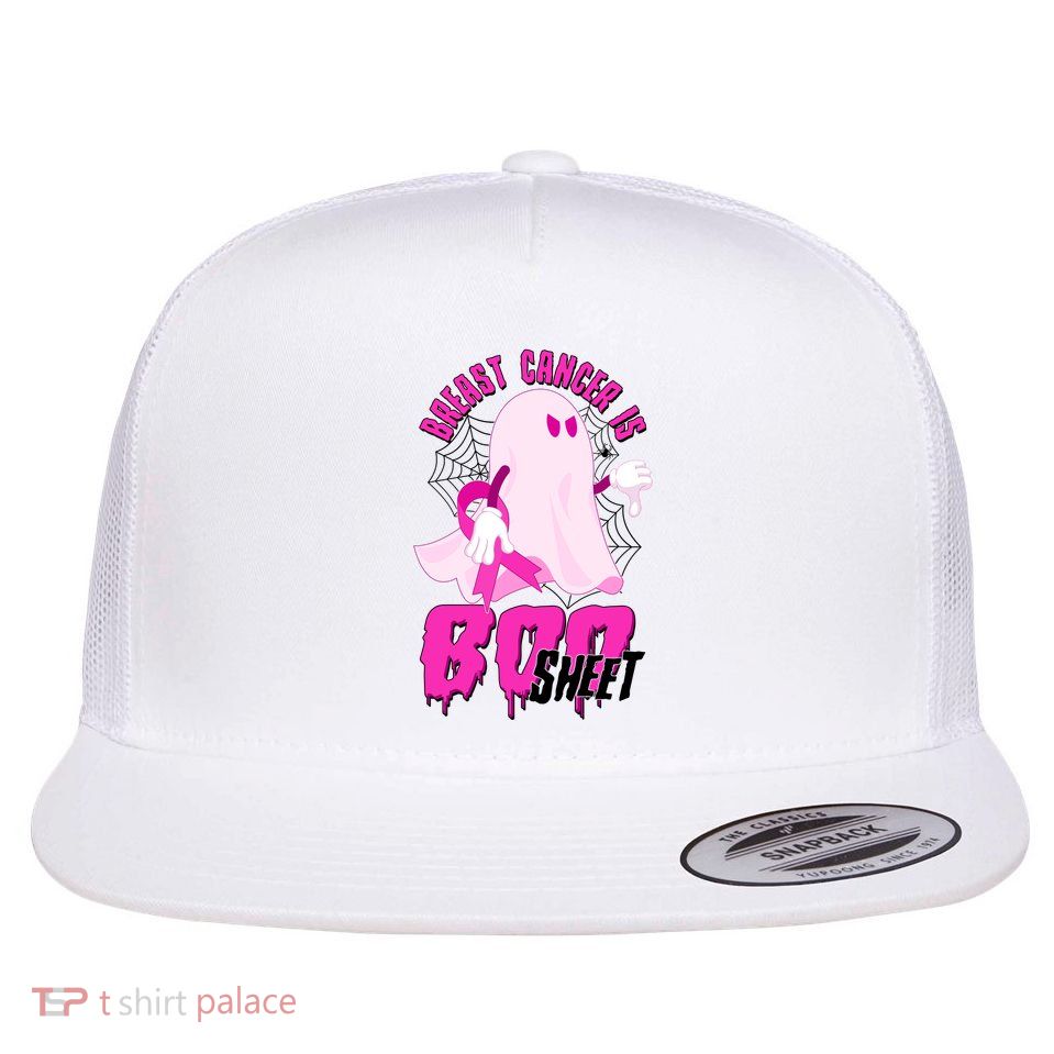 Funny Breast Cancer Is Boo Sheet Halloween Ghost Flatbill Hat