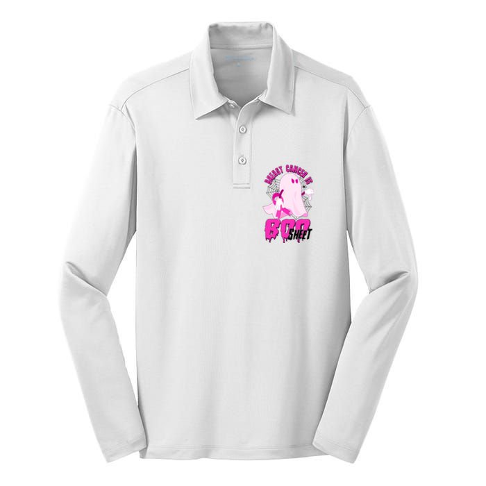 Funny Breast Cancer Is Boo Sheet Halloween Ghost Silk Touch Performance Long Sleeve Polo