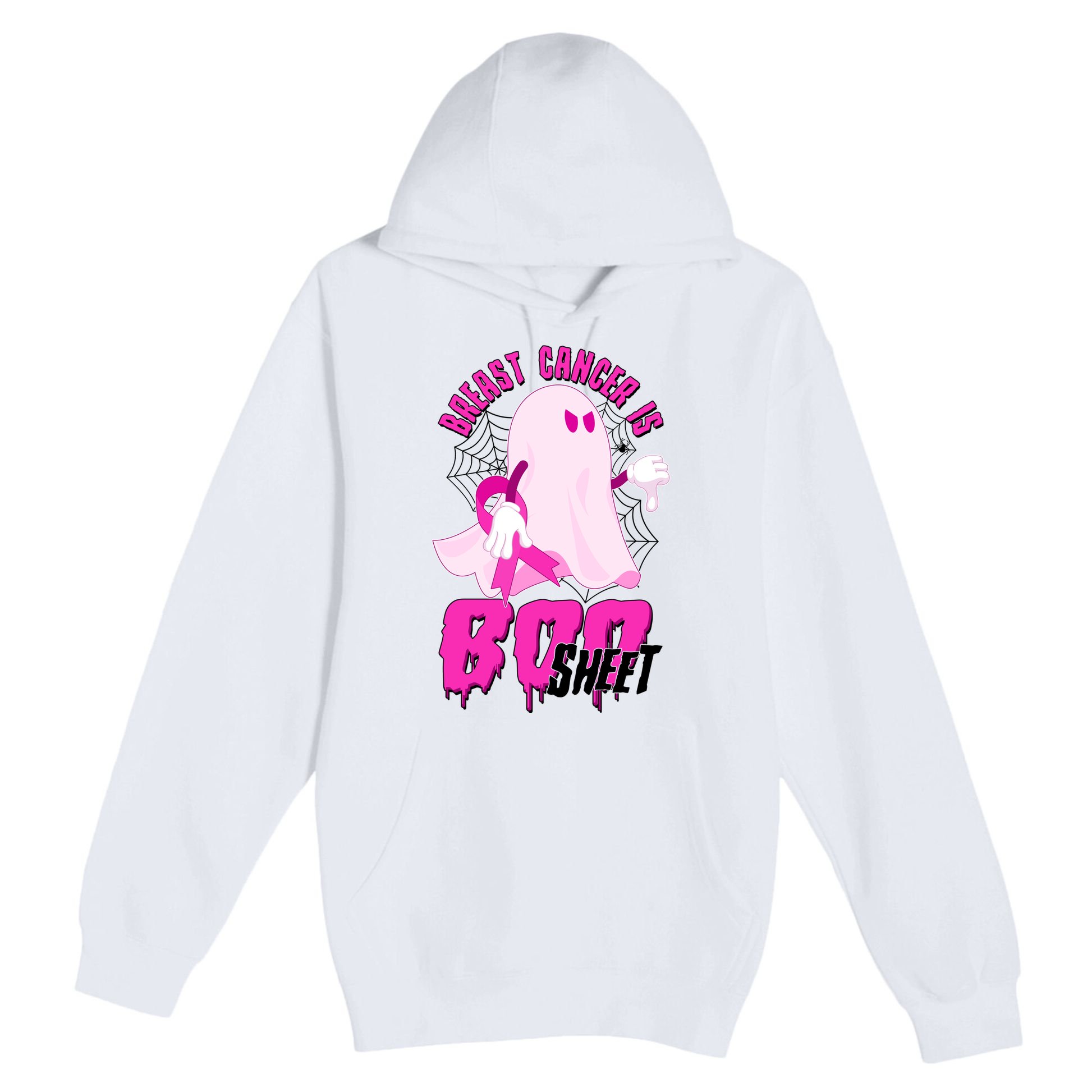 Funny Breast Cancer Is Boo Sheet Halloween Ghost Premium Pullover Hoodie