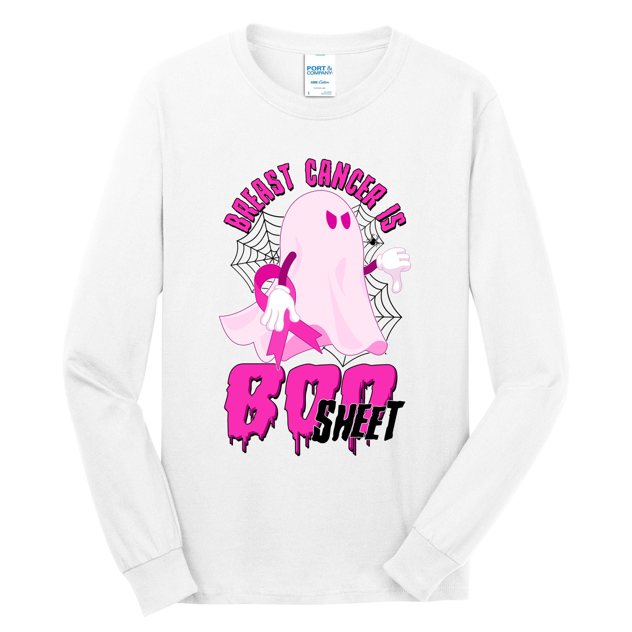 Funny Breast Cancer Is Boo Sheet Halloween Ghost Tall Long Sleeve T-Shirt