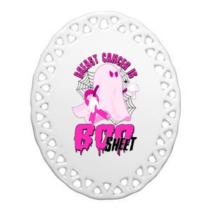 Funny Breast Cancer Is Boo Sheet Halloween Ghost Ceramic Oval Ornament