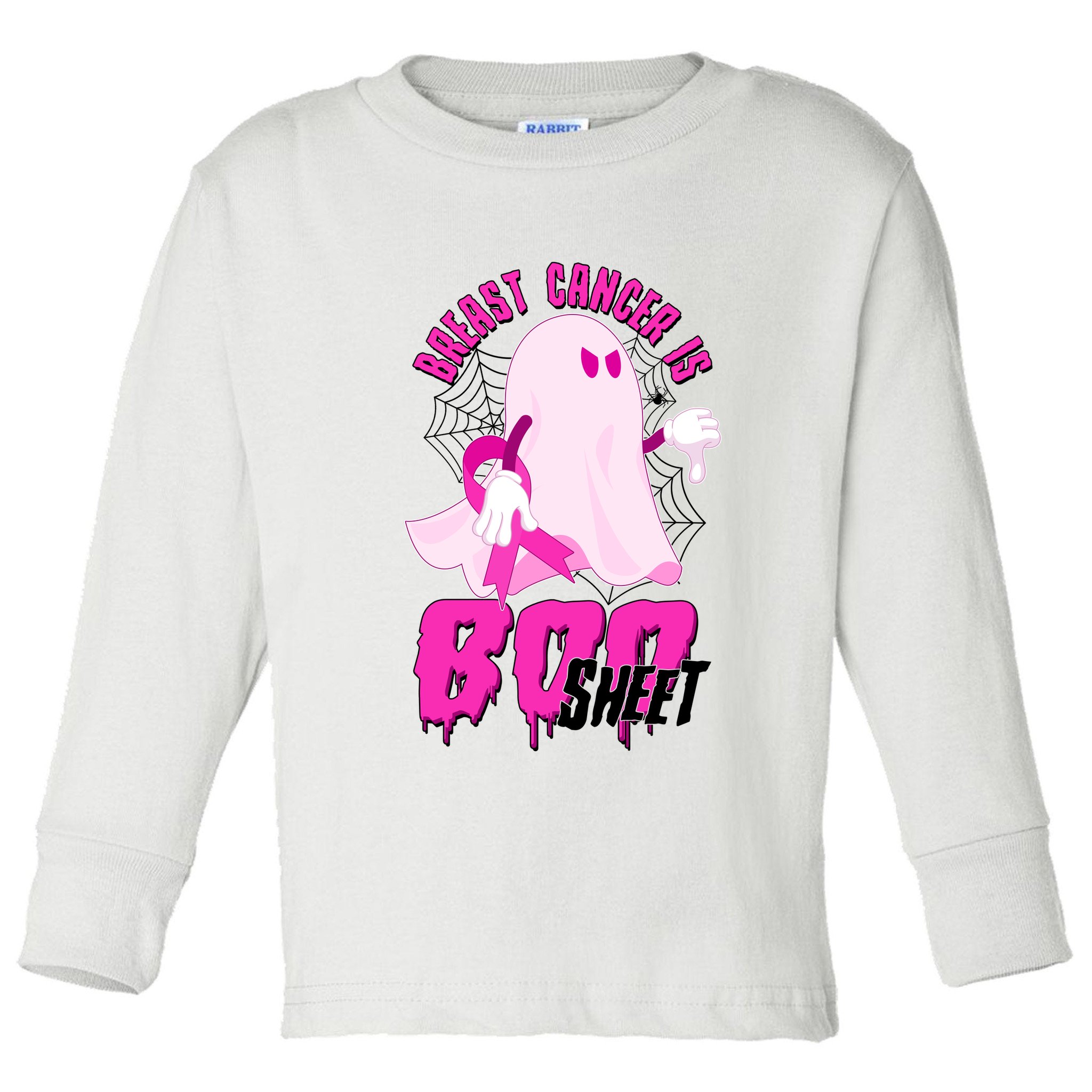 Funny Breast Cancer Is Boo Sheet Halloween Ghost Toddler Long Sleeve Shirt