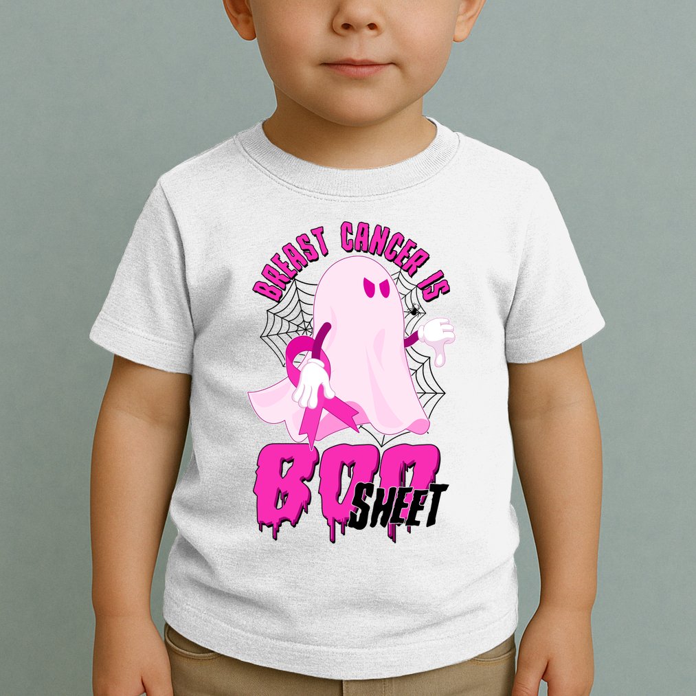 Funny Breast Cancer Is Boo Sheet Halloween Ghost Toddler T-Shirt