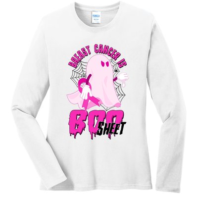 Funny Breast Cancer Is Boo Sheet Halloween Ghost Ladies Long Sleeve Shirt