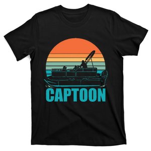 Funny Boating Captoon Pontoon Tritoon Captain Pontoon Boat T-Shirt