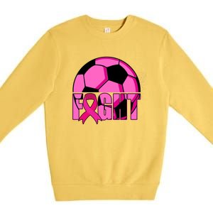 Fight Breast Cancer Soccer Premium Crewneck Sweatshirt