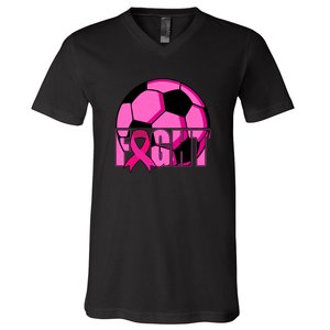 Fight Breast Cancer Soccer V-Neck T-Shirt