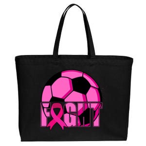 Fight Breast Cancer Soccer Cotton Canvas Jumbo Tote